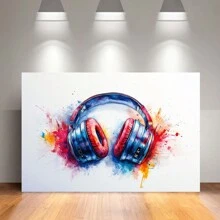 Graffiti Headphone Art Poster, Colorful Headphone Design, Music Theme Canvas Art, For Home, Bedroom, And Game Room