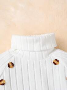 2 件小女孩高领长袖上衣和裤子套装，春季休闲装