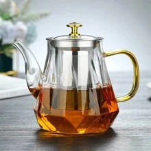 1 pieza Tetera de vidrio borosilicato resistente al calor con filtro de acero inoxidable, tetera de gran capacidad resistente al calor, juego de té para volver a la escuela - Multicolor - Ver 6