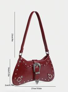 Bolso de lona encerada con decoración de remaches, estilo boho retro occidental, con estampado de leopardo de angora, apropiado para citas, salidas, fiestas, festivales de música