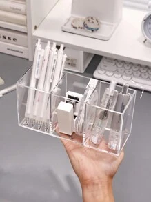 1 pièce Support transparent pour pinceaux cosmétiques en acrylique, organisateur de coiffeuse de bureau pour rouge à lèvres, crayon à sourcils, produits de soins de la peau et miroir de maquillage