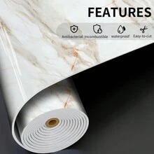 1Roll 3D Thick Glossy Marble Wall Panels, Size 23.62*110.24in, Removable Peel And Stick Stickers, Home Crash-Proof, High-Temperature Resistant, Waterproof, Anti-Fouling Wall Sticker, Suitable For Bedroom, Living Room, Dining Room, Bathroom, Entrance, Front Desk, Meeting Room, Office, Home/Commercial Premises Decoration Renovation, Easy To Cut And Install - Multicolor - View 10