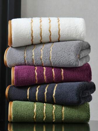 1/3/5/10 Pcs Towels, Polyester, Various Colors, Minimalist Gold Thread Pattern, Absorbent Soft Quick-Dry, Unisex, Suitable For Bathroom, Kitchen, Hotel, Travel, Holidays, Outdoor, Gym, Salons, All Seasons Home Bathroom Decor Fall Decor Back To School For Beauty Salon Home Bathroom