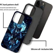 Compatible With IPhone 13-16 Pro Max Case, Magic Elemental Wolf In The Moonlit Night Print Phone Case Funny Liquid Silicone Case Impact Resistant Anti-Scratch Shockproof Protective Cover Gifts For Family, Friends, Kids, Birthday,Spring, Holiday, Boyfriends, Girlfriends, Valentine's Day