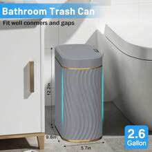 10L/2.6 Gallon Smart Small Trash Can, Smart Pop-Up Lid Kitchen Trash Can, Bathroom, Kitchen, Bedroom, Powder Room, Craft Room, Office, College Trash Basket - 深灰色 - 查看 5