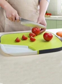 1pc High-Quality Dual-Sided Plastic Cutting Board, Multifunctional For Mincing Garlic And Ginger In The Kitchen - Multicolor - View 1