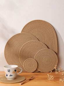 1 pieza Posavasos de mesa de centro de comedor con diseño de cuerda trenzada, estera minimalista y resistente al calor para decoración de hogar de estilo rural, perfecta para decorar tu mesa de comedor