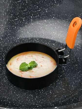 1 个煎蛋圈，专业煎蛋圈煎饼圈套装不锈钢煎蛋圈煎饼成型器带硅胶手柄，适用于早餐煎蛋三明治，不粘鸡蛋烹饪圈，煎蛋圈，煎饼圈圆形烹饪圈早餐模具（方形/圆形/心形/星形）