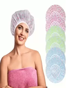 7pcs/Set Waterproof Reusable Shower Caps For Women With Elastic, Ideal For Bathing, Kitchen, Cleaning, One Size Fits All, Perfect Gift For Valentine's Day