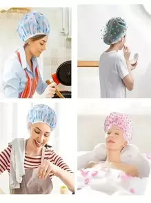 7pcs/Set Waterproof Reusable Shower Caps For Women With Elastic, Ideal For Bathing, Kitchen, Cleaning, One Size Fits All, Perfect Gift For Valentine's Day