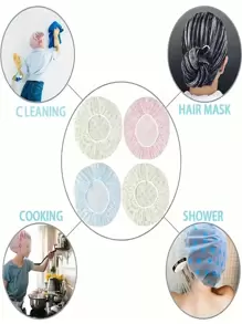 7pcs/Set Waterproof Reusable Shower Caps For Women With Elastic, Ideal For Bathing, Kitchen, Cleaning, One Size Fits All, Perfect Gift For Valentine's Day