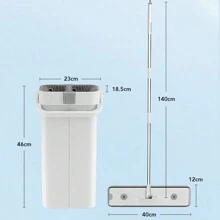 Joybos ® Mop And Bucket With Wringer Set For Home, 40 Cm Flat Mop And Bucket System For Floor Cleaning And Wall Cleaning, Wet-Dry Mop For Window Cleaning With 2 Washable Microfiber Pads - Xám - Xem 2