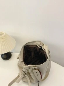 New Simple Large Capacity Casual Tote Bag - Beige - View 6