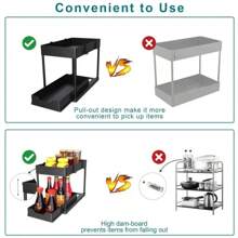 1 Giá để đồ kéo ra dưới bồn rửa có móc, Ngăn kéo trượt một tầng, Dễ lắp ráp và vệ sinh cho tủ bếp, Đồ dùng nhà bếp, Hộp lưu trữ, Đồ tổ chức, Trang trí phòng, Thích hợp cho nhà bếp, Nhà hàng, Tiệc tùng, Cắm trại, Tụ họp, Quà tặng cho bạn bè, Quà tặng gia đình - Nhiều màu - Xem 9