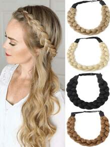 Elegant Adjustable Fishbone Hair Braid Headband - Synthetic Hair Accessory For Women Girl, Perfect For Parties & Everyday Wear - Multicolor - View 2