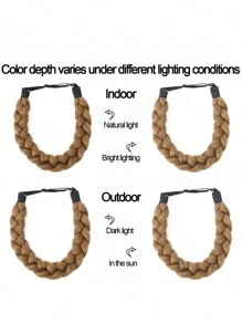 Elegant Adjustable Fishbone Hair Braid Headband - Synthetic Hair Accessory For Women Girl, Perfect For Parties & Everyday Wear - Multicolor - View 8
