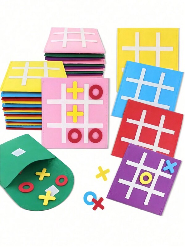 1/3/4/6/8/12 Sets Tic Tac Zehen Familienstrategie Brettspiel, Mini Filz Neuner-Quadrate, Geburtstags Party Preis-Geschenke, klassisches Spielzeug, Geschenktüten Füllungen, Weihnachtsstrumpf Füllungen, Weihnachtsgeschenke mit Umschlägen, zufällige Farben