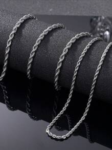 3mm Stainless Steel Silver Twist Chain Necklace, Suitable For Men And Women, Silver And Gold Tone Chain, 18/20/22/24 Inches, Christmas, New Year, Holiday, Birthday Gift - Multicolor - View 8