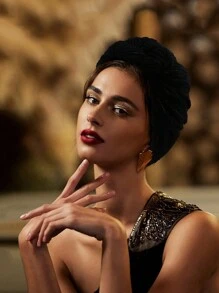Băng đô xoắn chéo cho nữ, khăn trùm đầu kiểu châu Âu và Mỹ thắt nút, mũ xếp ly bóng, mũ ngủ mùa xuân và mùa thu. - Mũ turban thắt nút - Xem 13