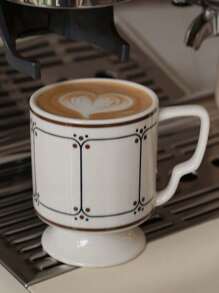 1 套复古棕色线条陶瓷杯碟，复古咖啡杯盘套装，早餐杯，下午茶杯，小吃盘，送给朋友的高端礼物，适合家庭，餐厅，咖啡厅返校 - 棕色 - 查看 5