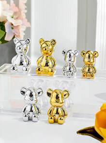 1 pieza Decoración oso de la violencia de lujo alta gama de plástico para sala de estar, entrada, gabinete de TV, gabinete de vino, alcancía, accesorios de decoración del hogar - Multicolor - Ver 4