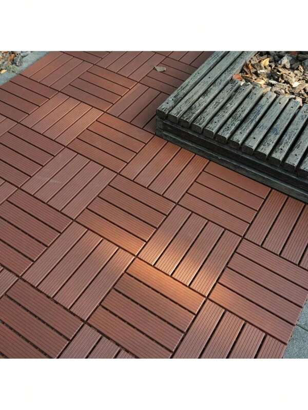 44 Pack Patio Deck Tiles,Plastic Interlocking Deck Tiles,12"X12" Square Waterproof Outdoor All Weather Use, Patio Decking Tiles For Poolside Balcony Backyard, Brown