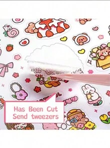 1pc粉色卡通小女孩贴纸可爱柔软萌女孩DIY文具装饰笔记本涂鸦贴