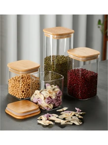 1 pieza Frasco cuadrado sellado - Tres tamaños, 460ml/1100ml/2400ml, Resistente, a prueba de fugas, almacenamiento libre de humedad para granos de café, té, pasta, harina, azúcar, nueces, dulces, sales de baño - El artículo de cocina perfecto para el hogar para organizar despensas y encimeras