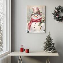 1 Pc Snowman Wooden Framed Canvas Painting Thickness 2.25cm/0.9inch High Quality Wall Art Prints Poster Direct Hanging Wall Picture Decor For Home Gifts, Gift,Living Room, Bathroom, Bedroom, Kitchen