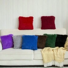 2pcs/Pack Fluffy Faux Fur Pillow Covers, Soft Plush Cushion Covers For Sofa, Bedroom, Decoration