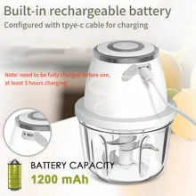 Feizsmile Potente Picadora Y Procesadora Eléctrica Portátil De Acero Inoxidable 304 -tajador De Ajo Inalámbrico Usb Mini De Plástico De 350 Ml Para Verduras Y Carne, Con La Mano
