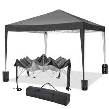 CAROMA Gazebo 3x3 M, Gazebo 3x3 M Waterproof, Stable, Cold-Resistant 8x Nails 4x Wind Ropes Superproof 50+ High-Density Tarpaulin Gazebo Foldable Party Stand Folding Gazebo 3x3 M Garden Gazebo - 灰色 - 查看 6