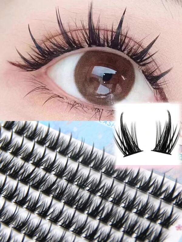 160pcs Manga Lash Extensions Anime Cosplay Spiky False Eyelashes DIY Individual False Eyelashes Japanese Eye Makeup Tool Cluster Lashes Wet Makeup Style For Daily Travel Parties Cosplay