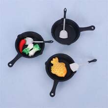 10pcs/5pcs/3pcs/2pcs/1pc 娃娃屋新款仿真煎锅食物玩具，DIY迷你厨房配件，娃娃屋厨房装饰，仿真煎锅，仿真蔬菜，微型场景装饰，微型拍摄道具，微型厨房用品 - 彩色 - 查看 2