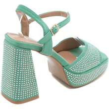 Wedge Heel Shoes With Rhinestones And Strap - Green - View 4