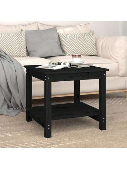 VidaXL Coffee Tafel 50x50x45 Cm Solid Pine Wood Zwart view 3