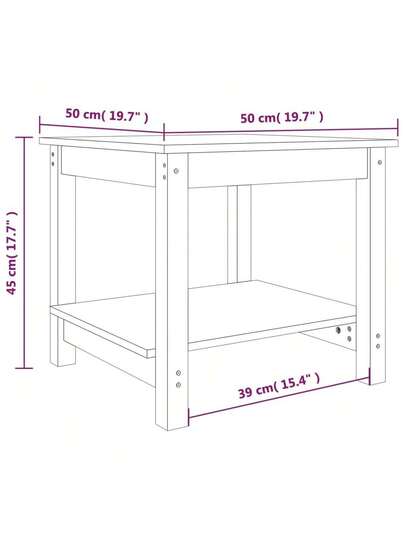 VidaXL Coffee Tafel 50x50x45 Cm Solid Pine Wood Zwart view 2
