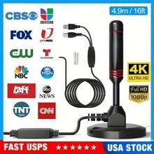 5600 Mile Upgrade TV Antenna Digital High-Definition Antena Indoor High-Definition TV 1080P 4K W/Magnetic - Black - View 2