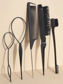 1/3/5/6 stuks haarstylingkamset met topsy tail-tool, plaagborstel, rattenkam voor vrouwen haarstyling voor vrouwen, controle op pluizig haar en randkammen