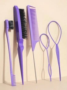 1/3/5/6 stuks haarstylingkamset met topsy tail-tool, plaagborstel, rattenkam voor vrouwen haarstyling voor vrouwen, controle op pluizig haar en randkammen