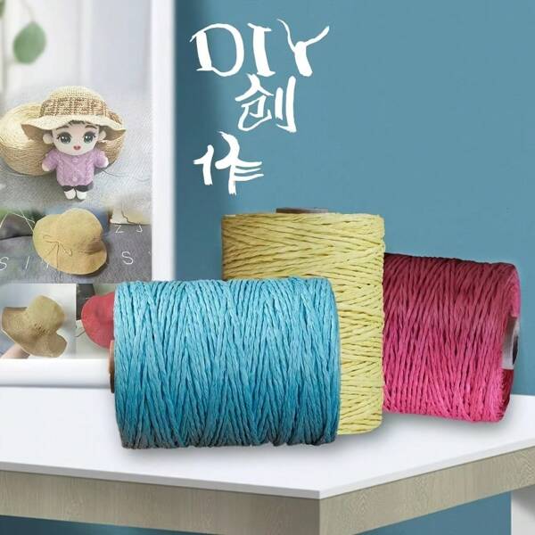 1 Rolle mit 300m, 190g, ca. 2mm Dicke handgefertigte Papier Seil Raffia Kordel für DIY Basteln, Taschen, Hüte, Lampenschirme (Hinweis: Raffia Produkte können nicht Washed werden)