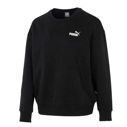 Puma ESS+ 宽松小徽标圆领 FL 运动衫，保暖内衬舒适宽松套头衫，女式，户外运动跑步上衣