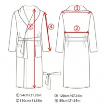 1pc Waffle Weave Plain Shawl Collar Bathrobe, Loungewear, Sleepwear, Made Of Soft, Absorbent For Bathroom, Bedroom, Pool Back To School