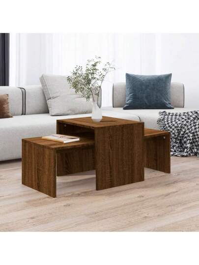 VidaXL Coffee Tafel Set 100x48x40 Cm Processed Wood Bruin Oak