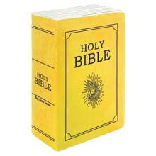 哥林多前书 15 圣经枕头书工艺品毛绒玩具最佳基督教圣经枕头书圣诞礼物 - 黃色 - 查看 2