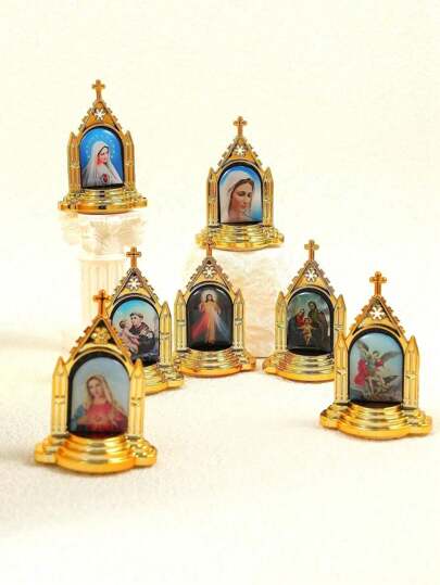 1pc Exquisite Vintage Resin Plastic Craft Photo Frame With Creative Mary Angel Base Home Desk Decoration Ornament Birthday