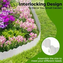 20 Peças Borda de Jardim, Borda de Paisagismo Plástica Sem Escavação, Cerca de Jardim com Estacas de Borda, Borda de Jardim Intercalada para Canteiro de Flores Paisagismo Pátio