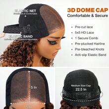 PANALA Wear And Go Affordable Glueless Ready To Wear Wig Human Hair Pre Plucked Precut, P4/27 Highlight Ombre Honey Blonde Curly Bob, 180% Density 5x5 Lace Closure Glueless Wigs With Natural Hairline For Women Christmas Gift Holiday Party - SP4/27 - Xem 6