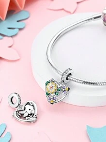 STYFNE 1 pieza Collar colgante con dijes de primavera - Sakura rosa, crisantemo, corazón, girasol, letra, joyería hecha a mano como regalo para novia o mejor amiga - Plateado - Ver 14