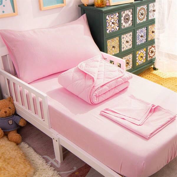 NTBAY 4 Piece Soft And Breathable Crib Bedding Set, Includes Quilted Comforter, Fitted Sheet, Flat Top Sheet And Envelope Pillowcase